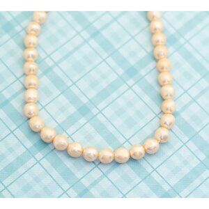 Vintage Elegant Heart Pearls Necklace by Avon - 32 inch - L16